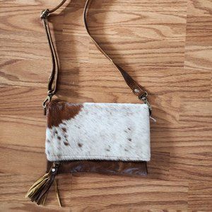 Genuine Handmade Cowhide Leather Flip Top Crossbody Bag
